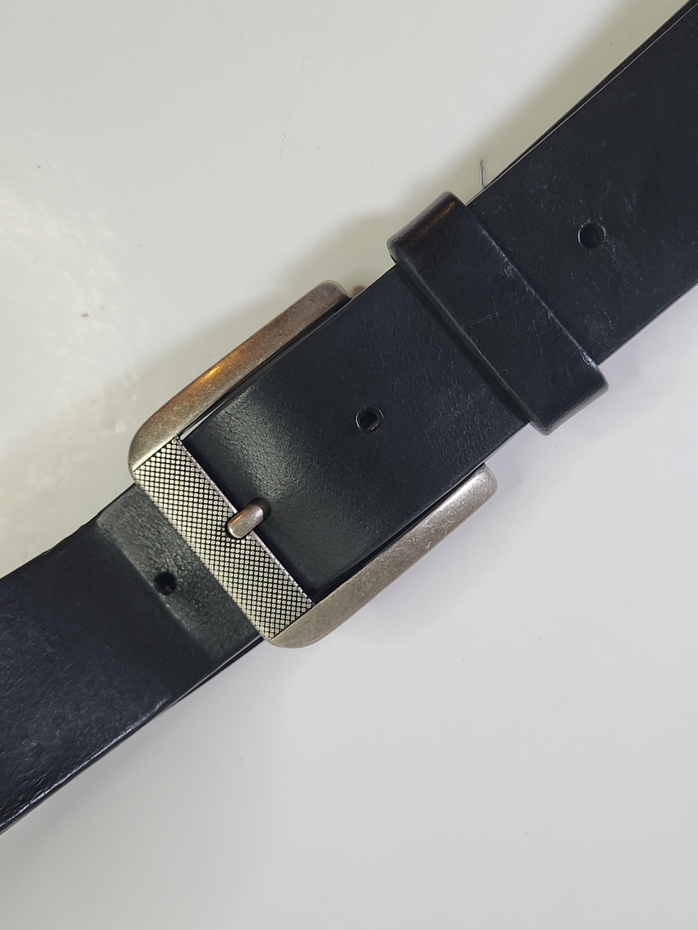 Fossil Genuine Leather Men's Black Belt with Silver Buckle